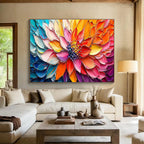 “Colorful Impasto Flower” - Impasto Oil Floral Painting On Canvas DKS866