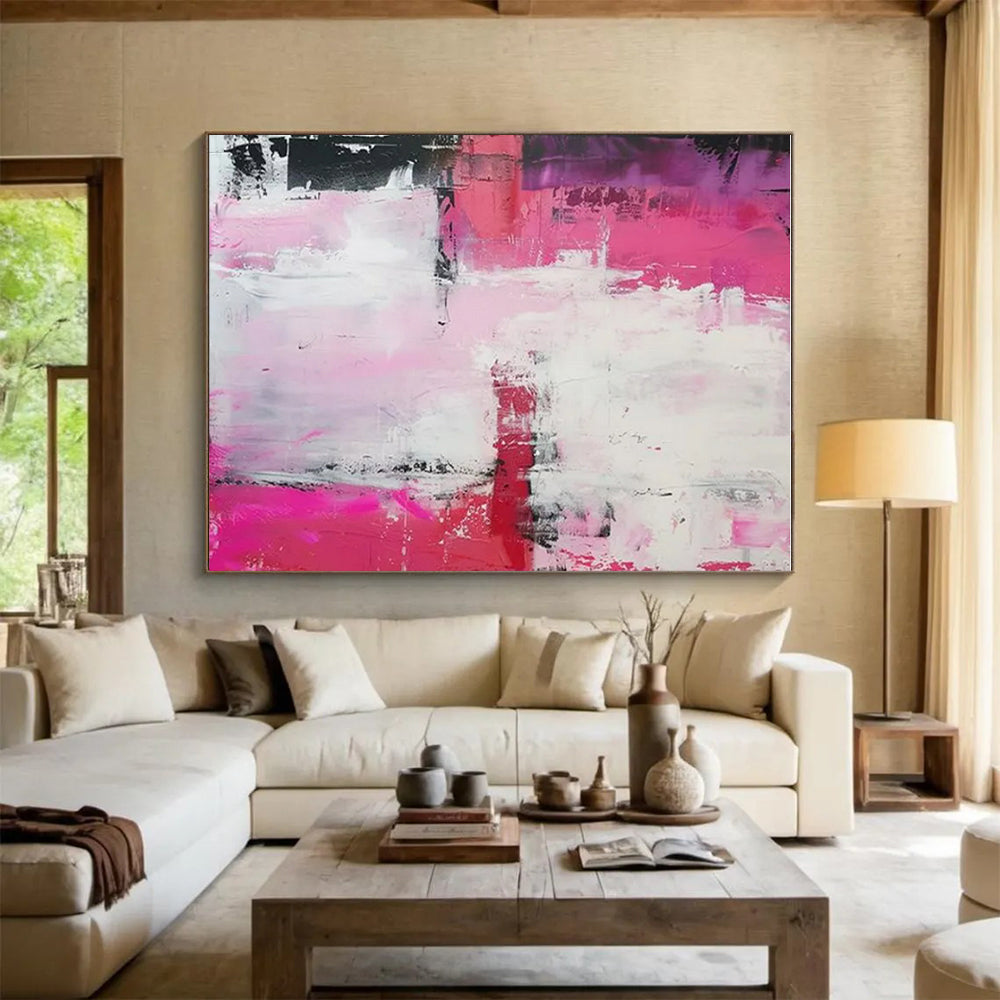 Pink & Purple Abstract Fusion Painting On Canvas PS0814