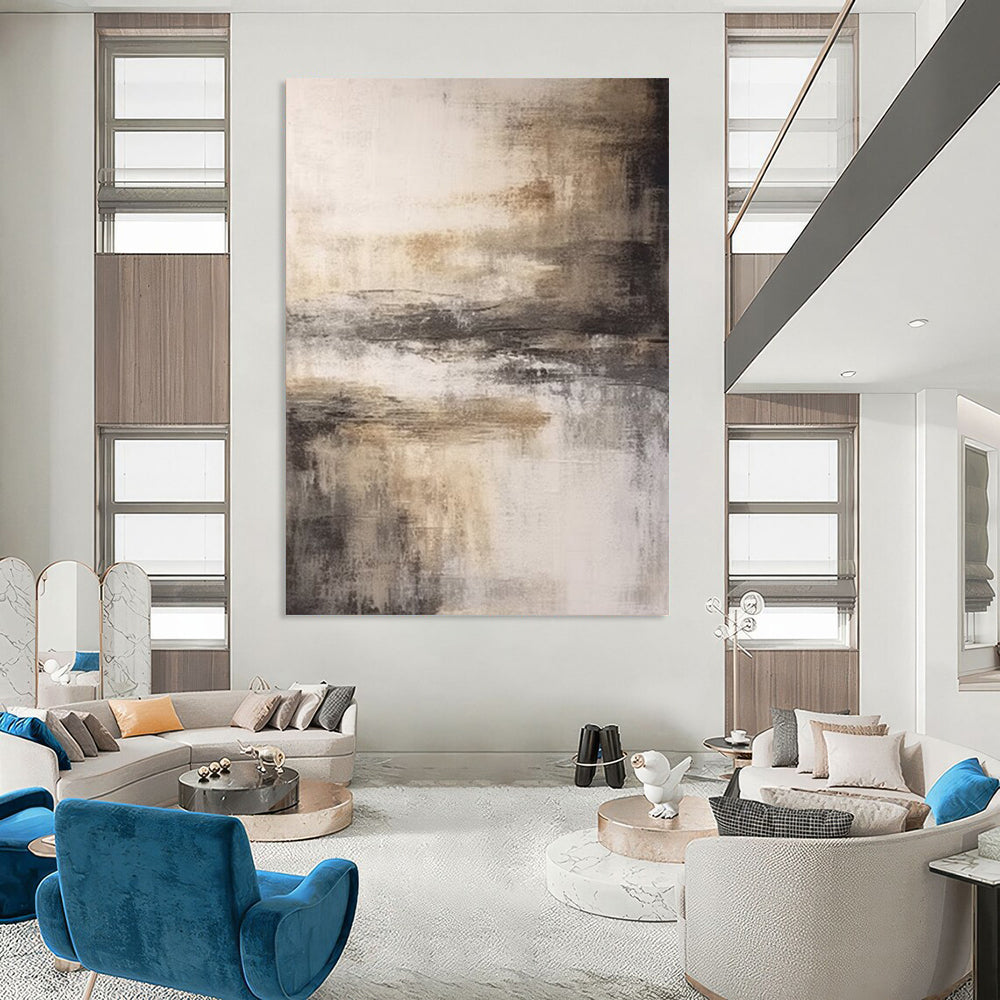 “Neutral Tones Abstract Landscape” - Abstract Landscape Painting On Canvas DS362