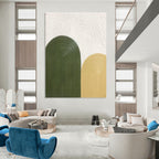 “Green - Yellow Arch Textures” - Minimalist Abstract Painting On Canvas PT1176