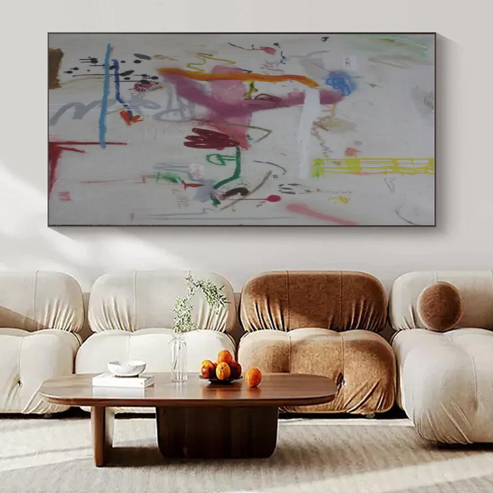 Colorful, Layered Marks "Mixed Media Melody" Abstract Painting On Canvas PS1409