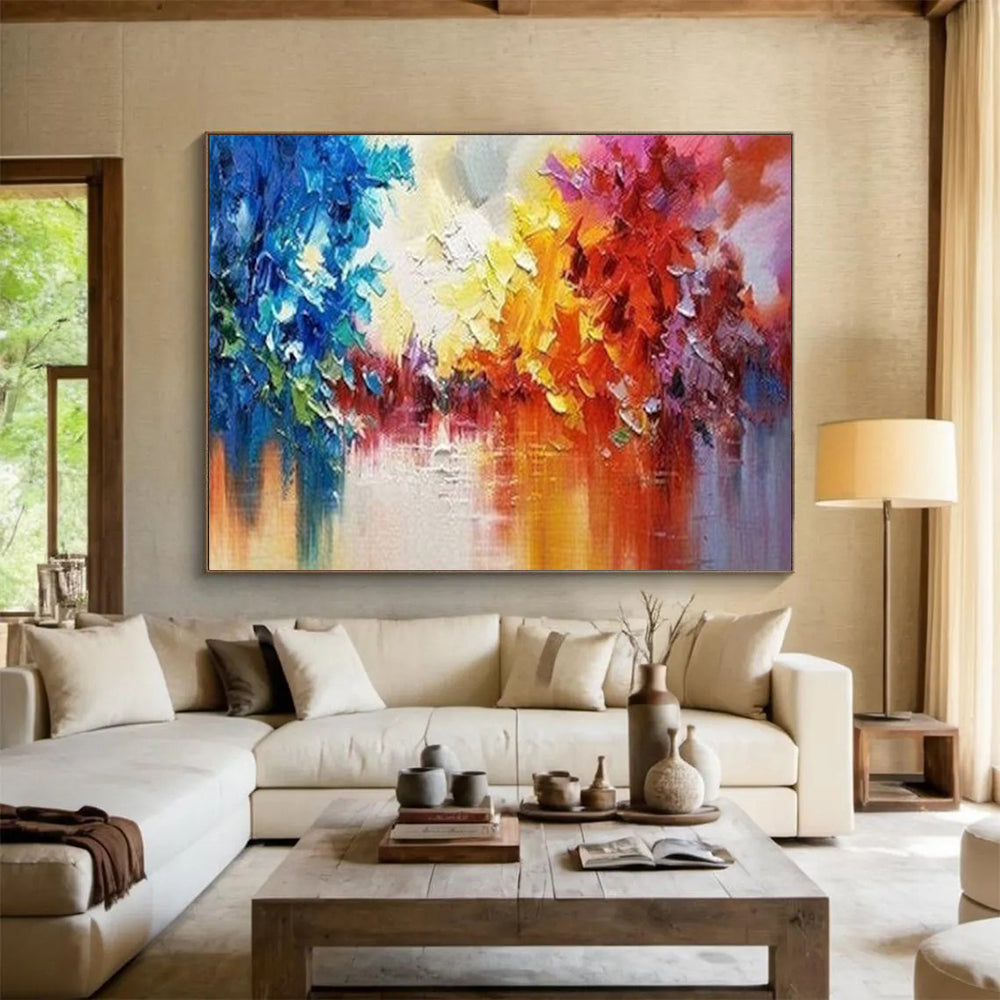 “Colorful Abstract Trees” - Vibrant Landscape Painting On Canvas PT186