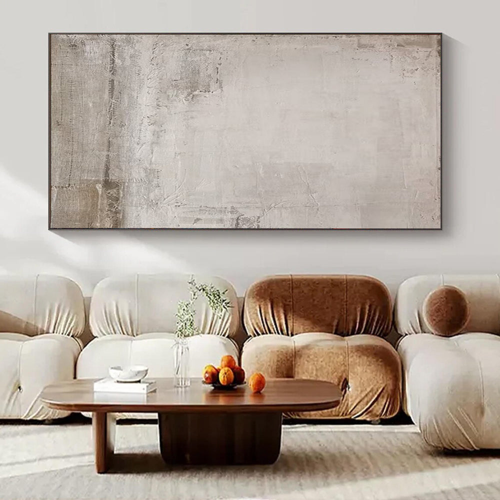 Light Gray Textured, "Foggy Field" – Textured Abstract Painting On Canvas PS0962