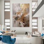 “White - Gold Abstract Textures” - Textured Abstract Painting On Canvas PT1246