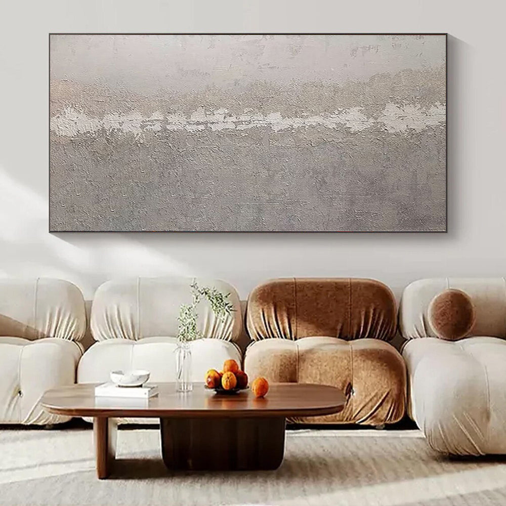 “Gray - White Textured Abstract” - Subtle Abstract Painting On Canvas PS0113