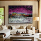 “Purple - hued Textured Abstract” - Mood - setting Abstract Painting On Canvas DKS391