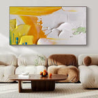 White, Yellow, Blue with Bold Textures "Sunny Textures" Abstract Painting On Canvas PS1346