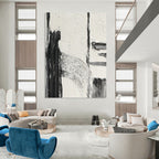 “Textured Black and White Abstract Forms” - Subtle Abstract Painting On Canvas DS386