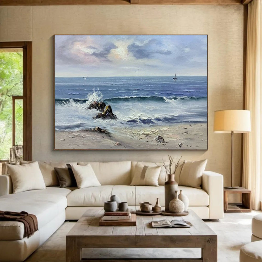 “Seascape with Rocks” - Realistic Coastal Painting On Canvas PT190