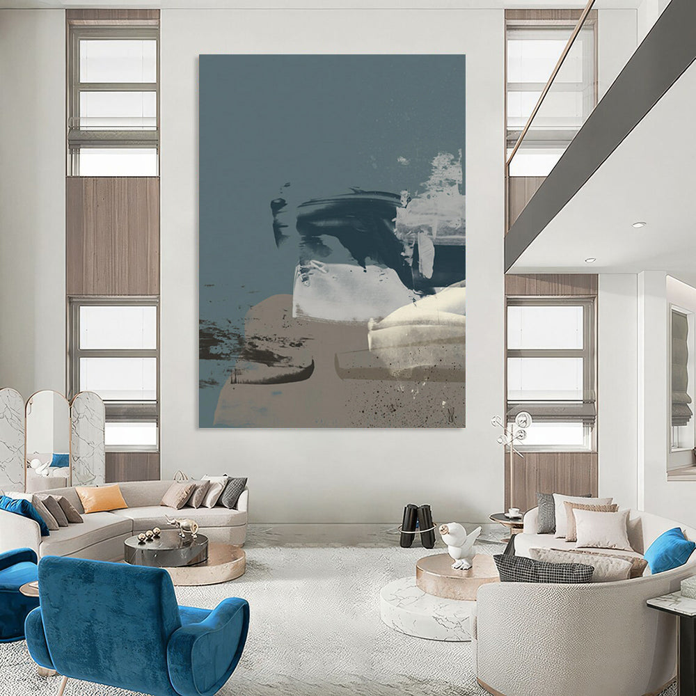 “Contrasting Tones Abstract” - Dark & Light Shapes with Subtle Textures Painting On Canvas DS242