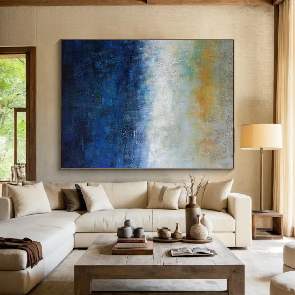 Gradient Blues and Yellows, "Dusk Horizon" – Abstract Landscape Painting On Canvas PS0884