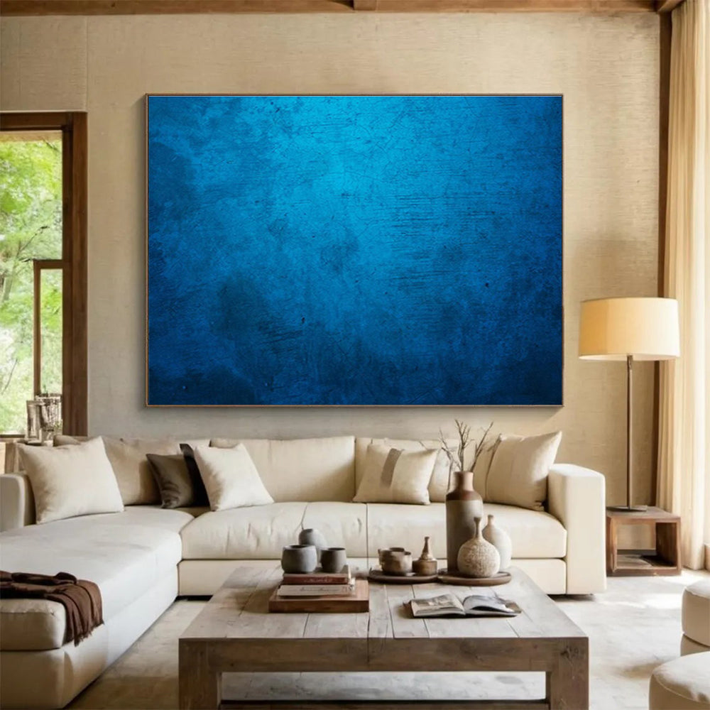“Deep Blue Textured Abstract” - Textured Abstract Painting, Great for Man Cave & Art Gallery DKS616