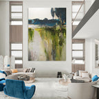 “Green Landscape Abstract” - Impressionistic Nature Painting on Canvas PT1015