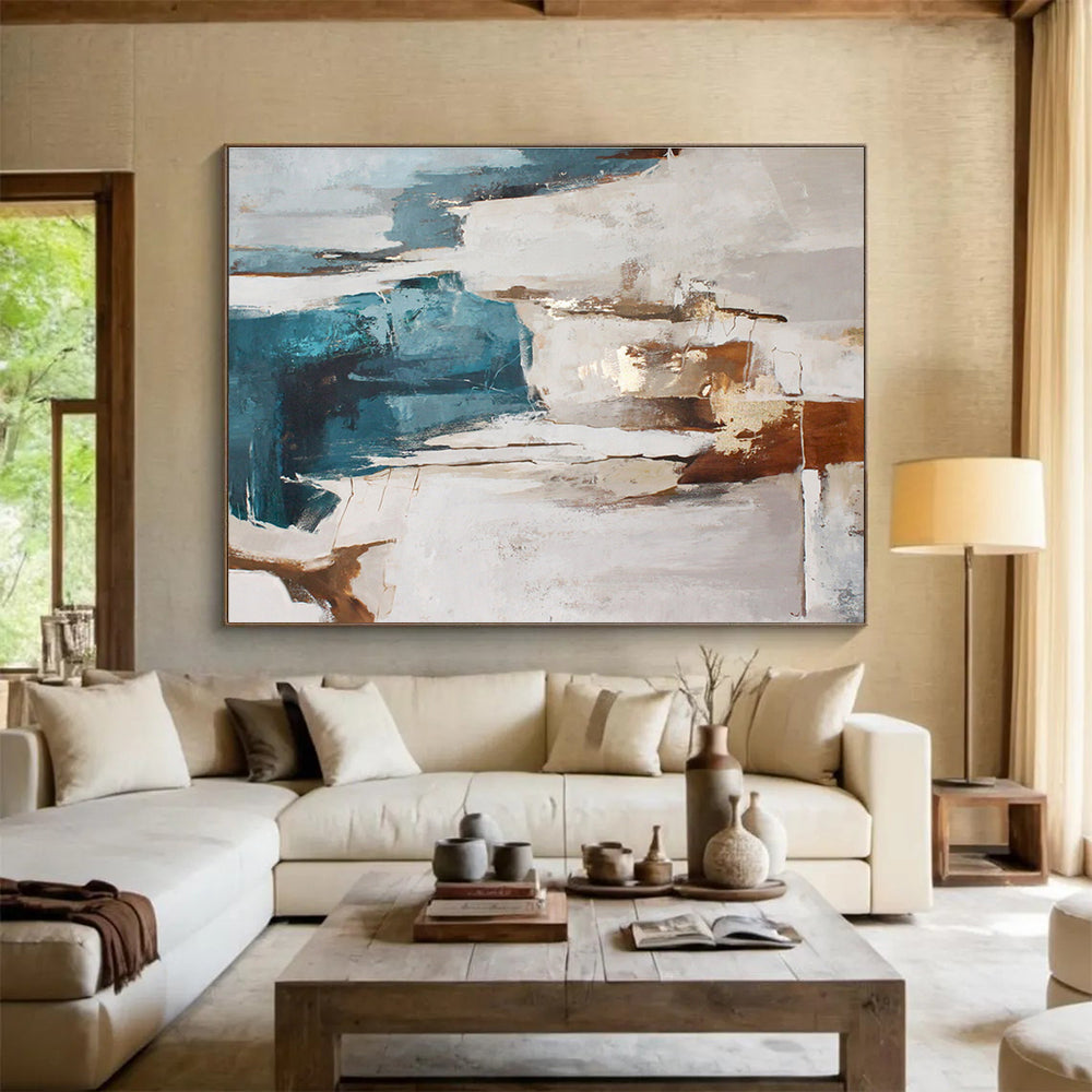 “Teal And Earthy Abstract” - Abstract Painting On Canvas DKS520