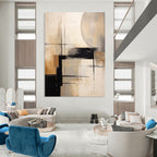 “Neutral Abstract Geometry” - Geometric Abstract Painting On Canvas DS356