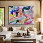 “Rainbow Swirl Abstraction” - Multicolor Abstract Painting On Canvas PS0479