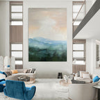 “Soft Pink - Blue Mountainscape” - Impressionistic Landscape Painting On Canvas DS010