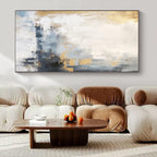 Gray, White, Gold, Blue with Abstract Blends "Blended Beauty" Abstract Painting On Canvas PS1339
