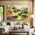 “Vibrant Lotus Flower Field” - Expressive Flower Painting, Perfect for Garden Room & Bohemian Living Room DKS635
