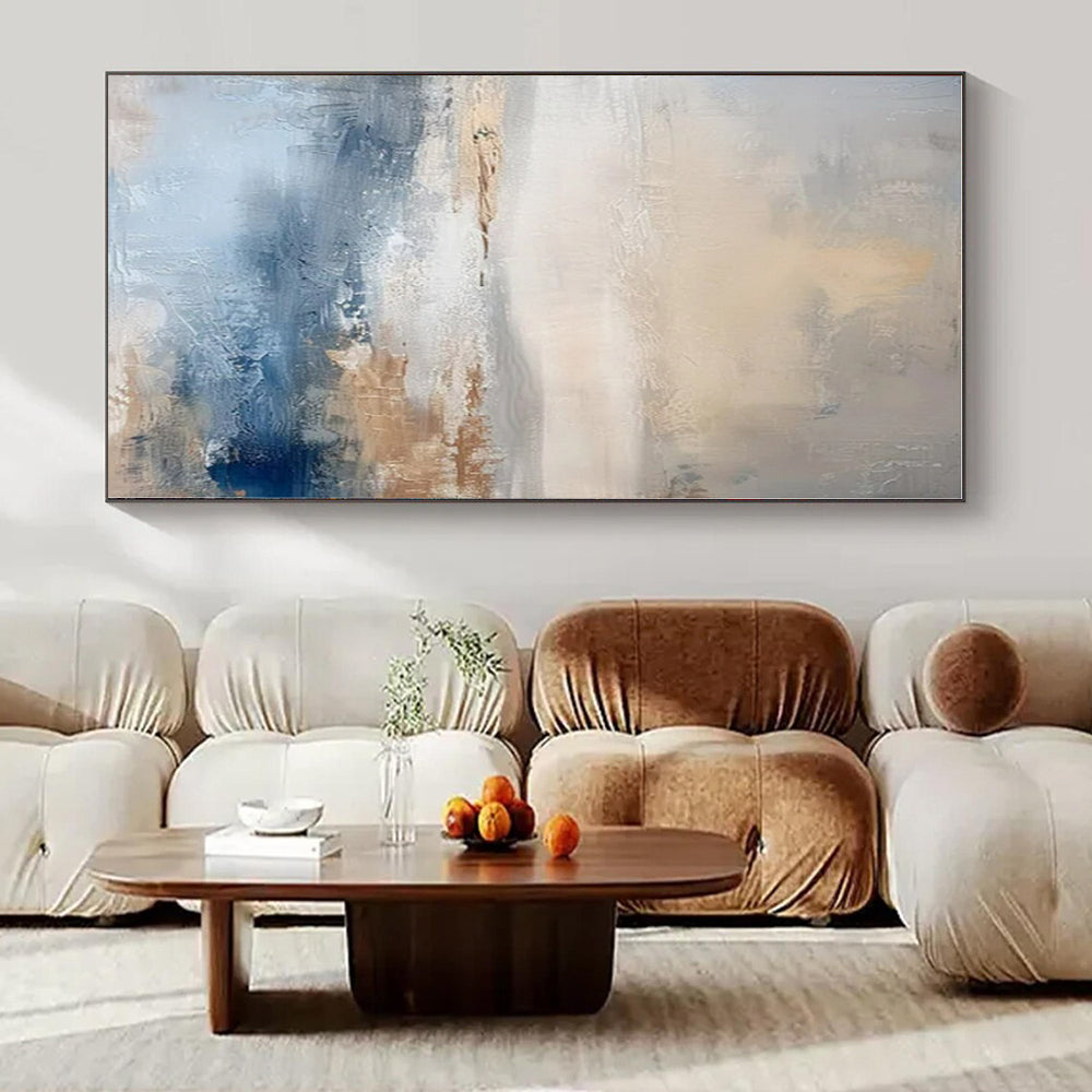 Beige, Blue, Brown with Abstract Horizons "Abstract Horizons" Abstract Painting On Canvas PS1340