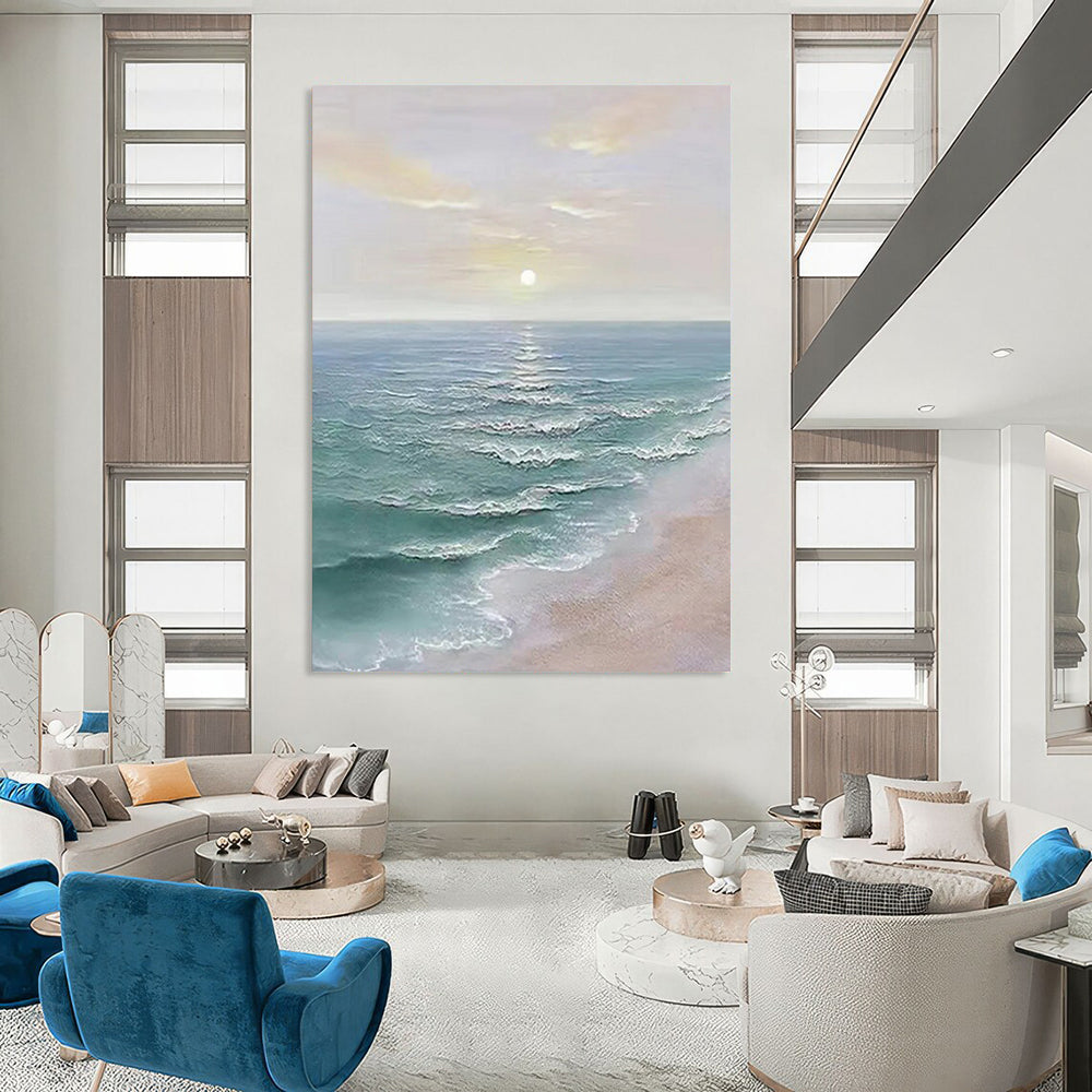 “Soft Colored Sea Sunset” - Realistic - Inspired Coastal Painting On Canvas DS350