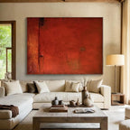 “Deep Red Mystery” - Red, Brown, Black Abstract Minimalist Painting On Canvas PS0653