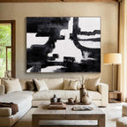 Black & White Abstract Composition Painting On Canvas DKS018
