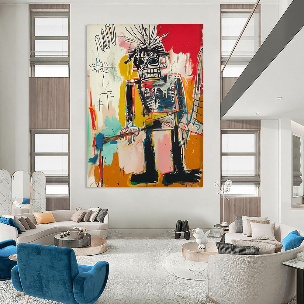 Punk Robot: Basquiat - Inspired Rebel Painting On Canvas DS109