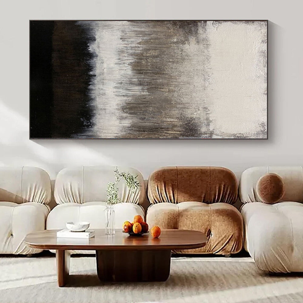 Gray, Black and White with Textured Drips "Moody Melancholy" Abstract Painting On Canvas PS1137