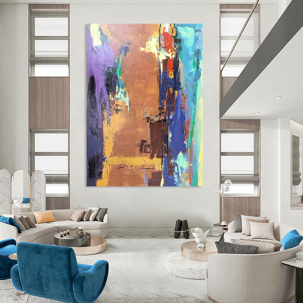 “Colorful Abstract Cityscape” - Abstract Landscape Painting On Canvas DS036