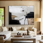“Monochrome Abstract with Gold Accents” - Minimalist Abstract Painting On Canvas PS0255