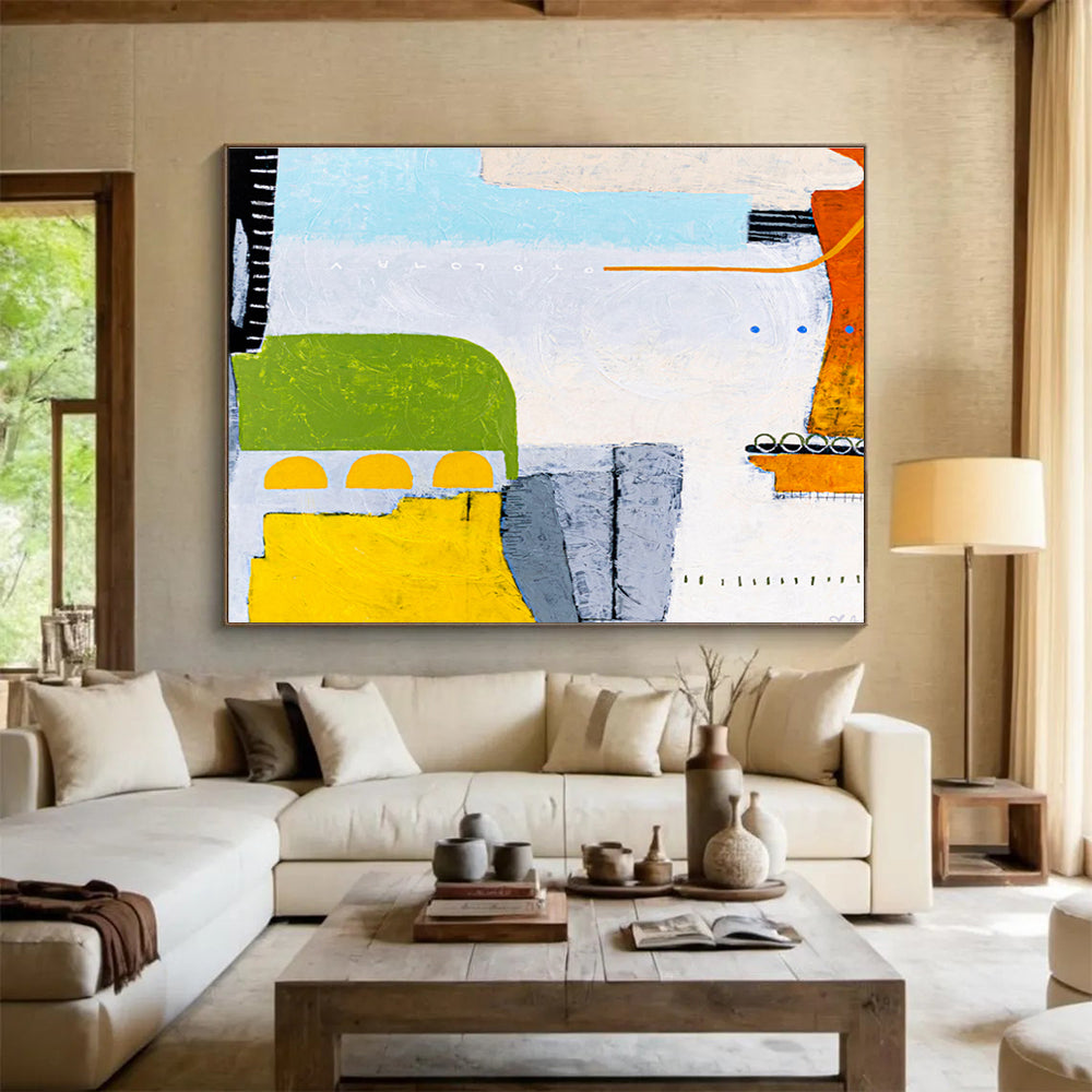 “Muted Geometric Abstract” - Geometric Abstract Painting DKS545