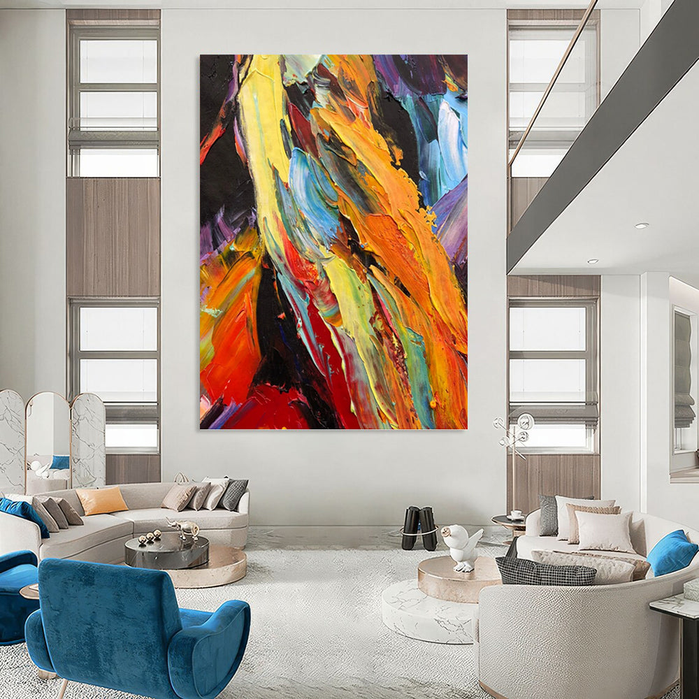 “Colorful Textured Abstract” - Palette - Knife Abstract Painting On Canvas PT1262