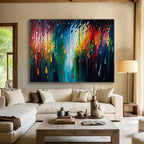 “Colorful Raindrop Abstract” - Abstract Expressionist Painting On Canvas DKS867