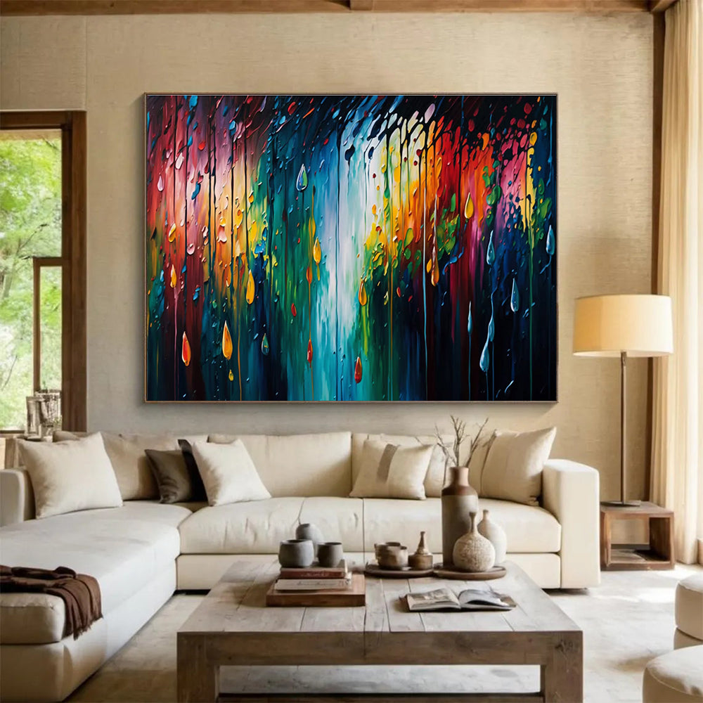 “Colorful Raindrop Abstract” - Abstract Expressionist Painting On Canvas DKS867