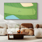 Green, Yellow, Blue with Small Figures "Colorful Fields" Abstract Painting On Canvas PS1354