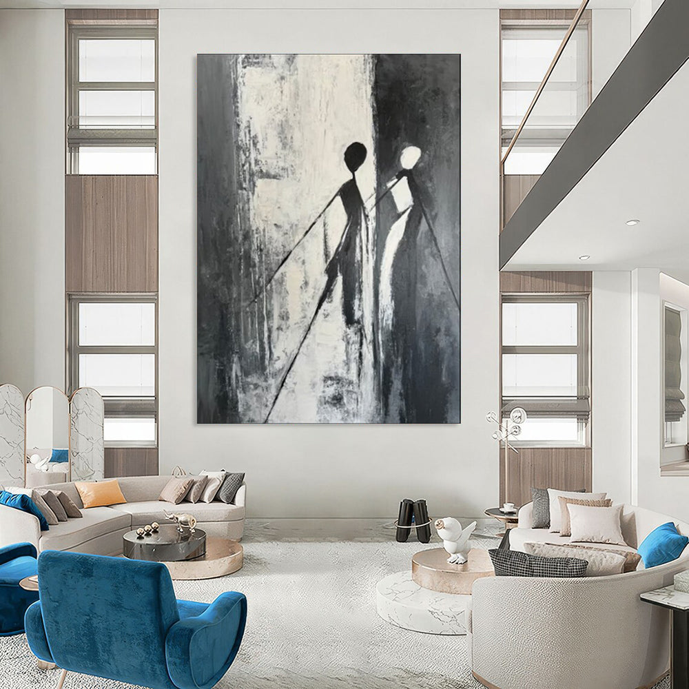 “Silhouettes in Black and White” - Minimalist Abstract Painting On Canvas PT1996
