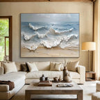 “3D - like Sea Waves” - Impasto Oil Painting On Canvas DKS796