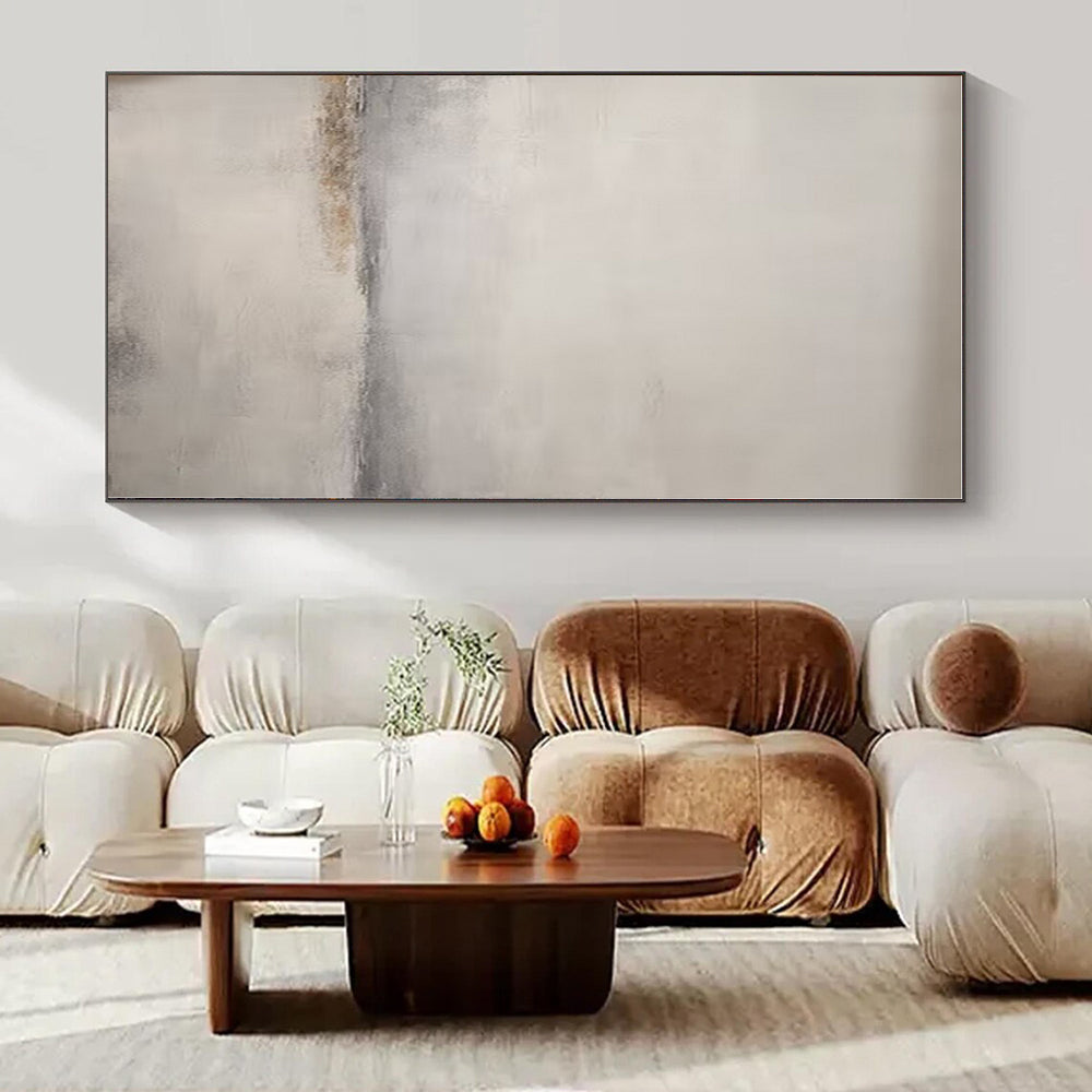 Soft Gray, Beige with Subtle Layers "Muted Horizon" Abstract Painting On Canvas PS1376