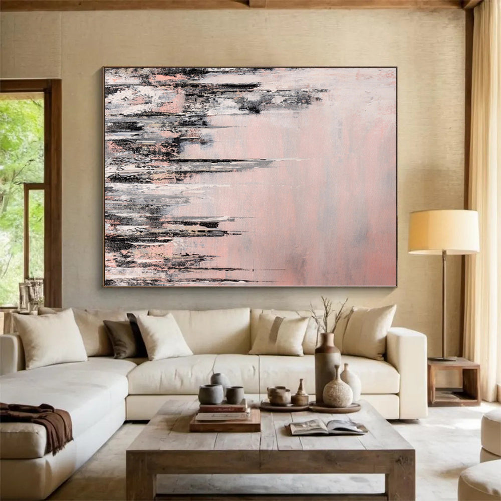 “Urban Blush Abstract” - Cityscape Abstract Painting On Canvas PS0061