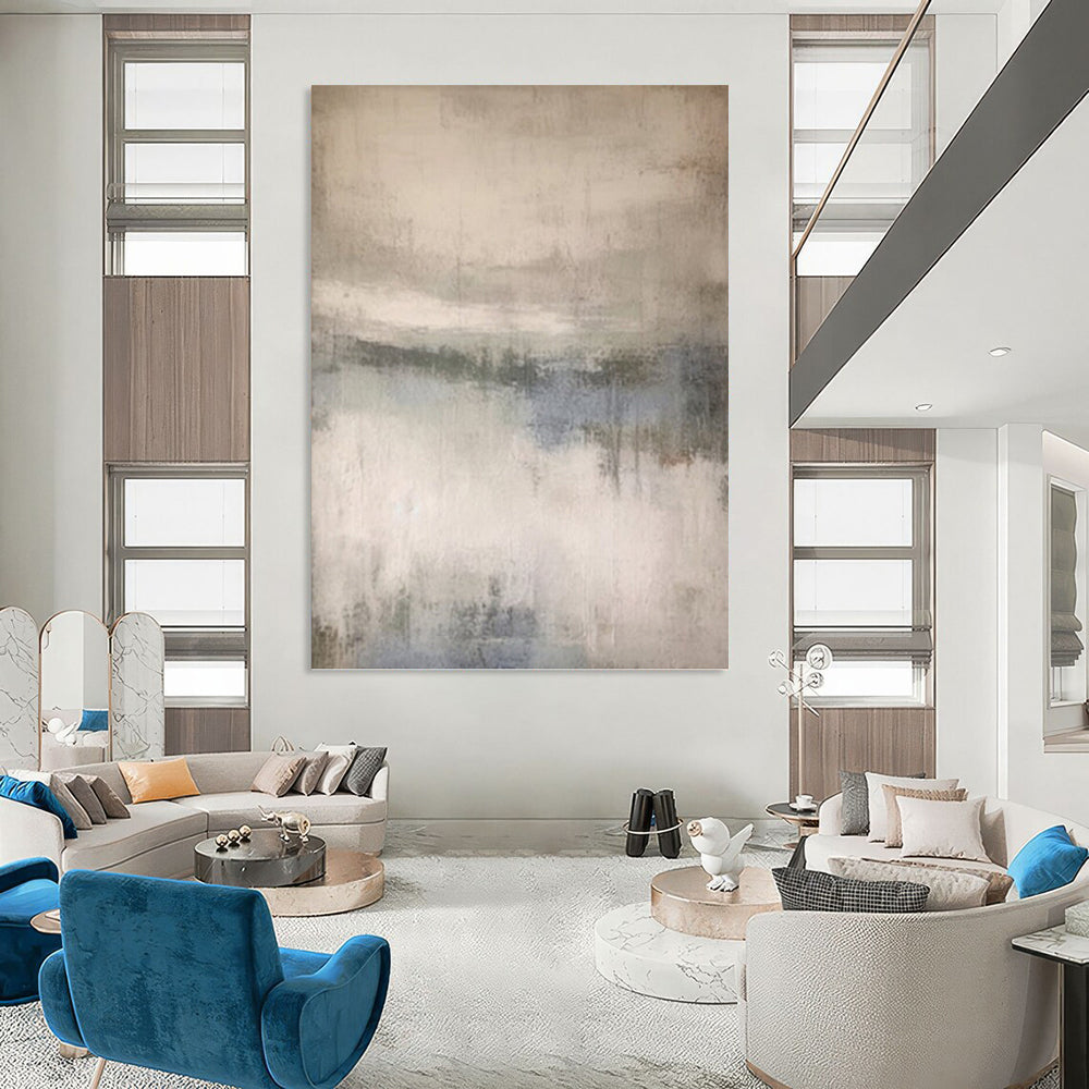 “Gray - Toned Misty Landscape” - Landscape, Atmospheric - Styled Painting On Canvas PT1667