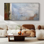 Blue, Gray, Green and Brown with Textured Layers "Subtle Horizon" Abstract Landscape Painting On Canvas PS1140