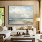 Pastel Cloudy Seaside Reprise - Dreamy Seascape Painting On Canvas DKS326