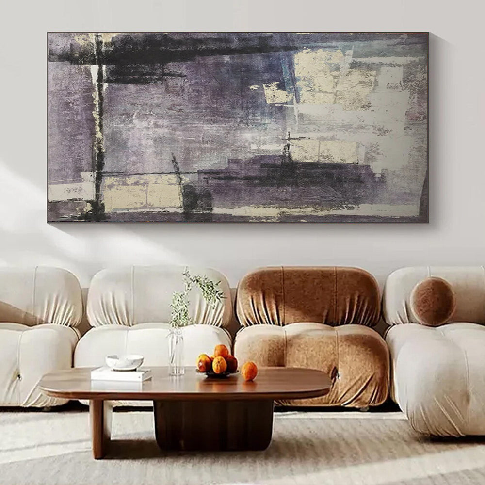 Purple and Beige Abstract, "Mystic Hues" – Abstract Color - Field Painting On Canvas PS0948