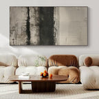 Black, White, Gray with Textured Bands "Monochrome Melody" Abstract Painting On Canvas PS1369