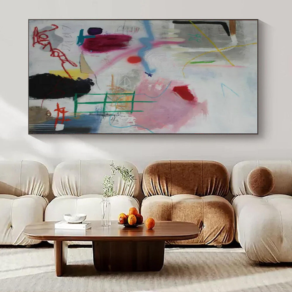 Colorful, Chaotic Strokes "Urban Sketchbook" Abstract Painting On Canvas PS1406