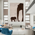 “Brown Elephant Silhouette” - Minimalist Animal Painting On Canvas PT1329