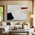 “Black, White, and Red Minimalist Abstract” - Geometric Abstract Painting On Canvas PT110