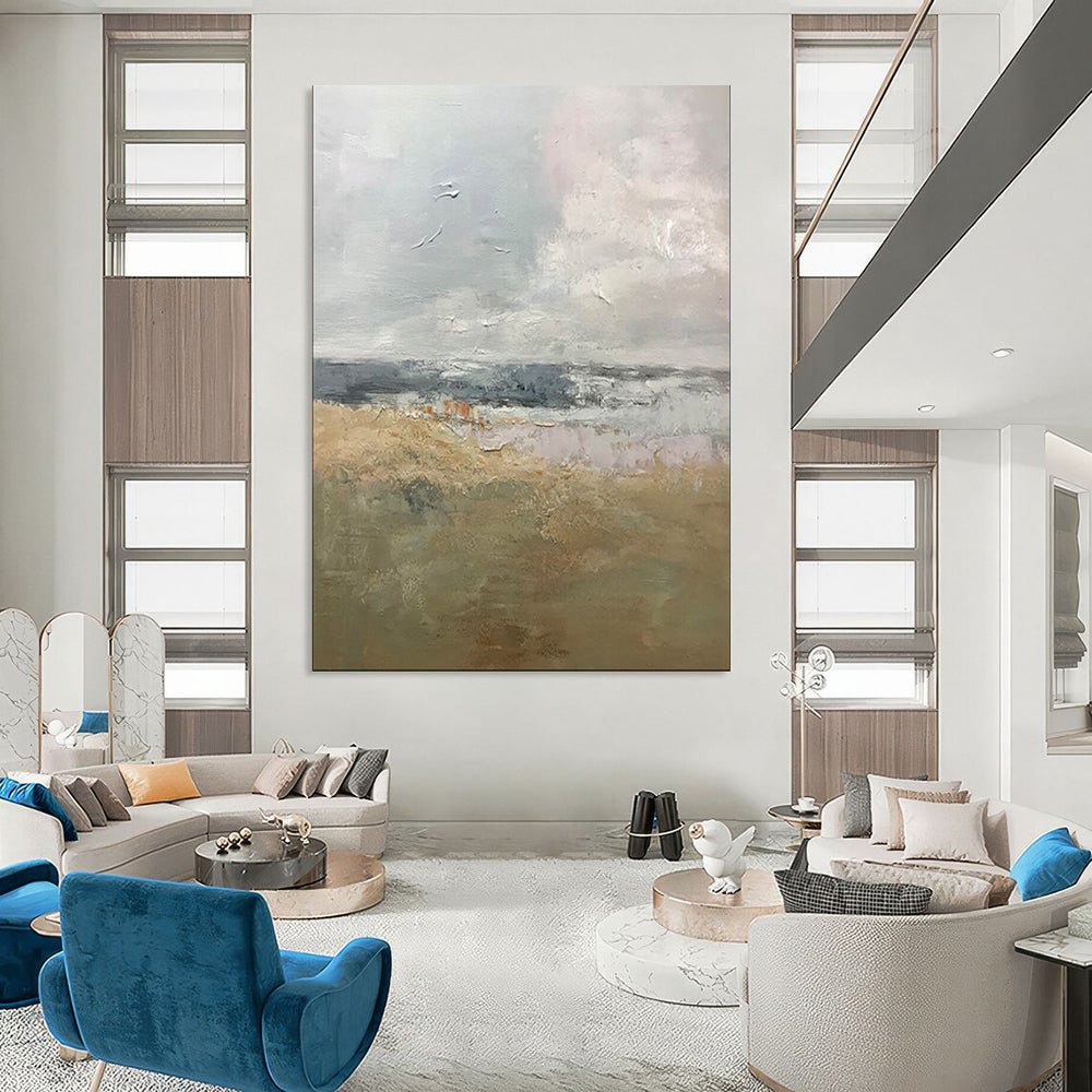 “Soft Toned Landscape Abstract” - Impressionistic Abstract Painting On Canvas PT1956