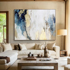 “Blue And Gold Abstract” - Luxe Abstract Painting On Canvas DKS507